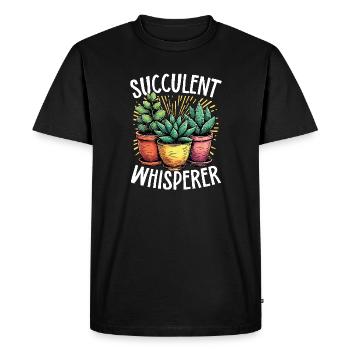 Succulent Whisperer – Amoureux des plantes - T-shirt Premium bio Homme - noir - Devant - Nico (187cm)