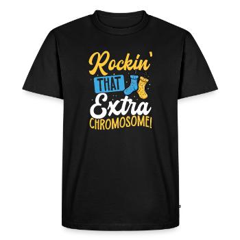 Rockin' That Extra Chromosome Fun Down Syndrome - Men's Premium Organic T-Shirt - black - Front - Nico (187cm)