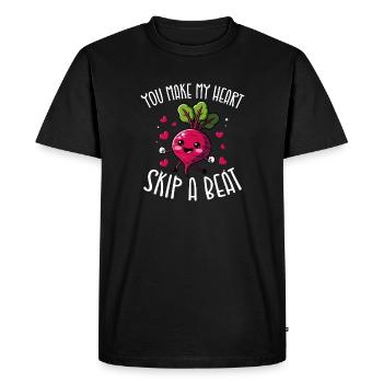 Tu me fais bondir le cœur par-dessus un navet drôle - T-shirt Premium bio Homme - noir - Devant - Nico (187cm)