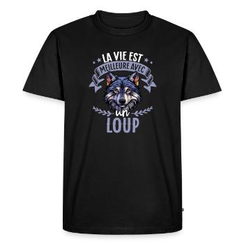 La vie est meilleure avec un loup - sweet wolf - T-shirt Premium bio Homme - noir - Devant - Nico (187cm)