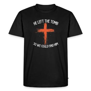 Il a quitté le tombeau pour que nous puissions l’emmener à Pâques. - T-shirt Premium bio Homme - noir - Devant - Nico (187cm)