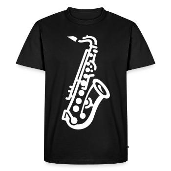 Dessin de saxophone - T-shirt Premium bio Homme - noir - Devant - Nico (187cm)