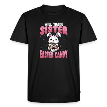 Sister Getting Funny Against Easter Candy - Men's Premium Organic T-Shirt - black - Front - Nico (187cm)