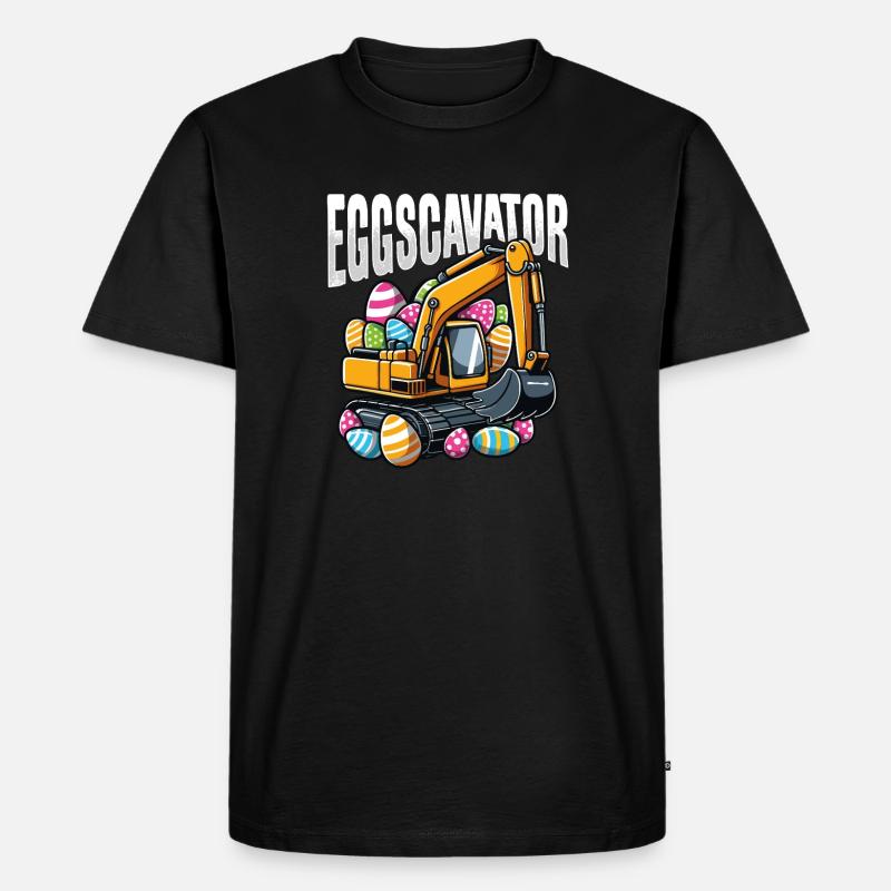 Eggscavator Lustiger Osterbagger Bagger - Männer Premium Bio T-Shirt - Schwarz