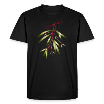 Mistletoe with red berries and bow - Men's Premium Organic T-Shirt - black - Front - Nico (187cm)