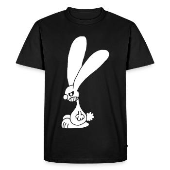 Lapin blanc grognon - T-shirt Premium bio Homme - noir - Devant - Nico (187cm)