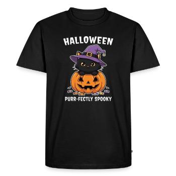 Halloween Kitten and Jack-O-Lantern - Men's Premium Organic T-Shirt - black - Front - Nico (187cm)