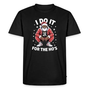 I do it for the Ho's - Cool Christmas Santa - Men's Premium Organic T-Shirt - black - Front - Nico (187cm)