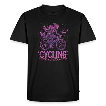 Cycliste Fée en Dentelle Rose - T-shirt Premium bio Homme - noir - Devant - Nico (187cm)