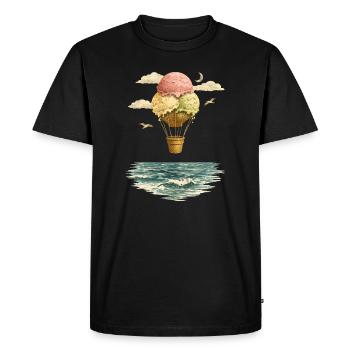 Motif surréaliste de ballon de glace – Fantaisie vintage - T-shirt Premium bio Homme - noir - Devant - Nico (187cm)