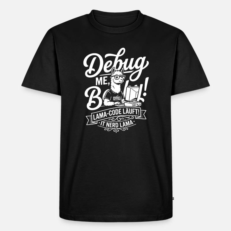 Lama Code Debug Design - Männer Premium Bio T-Shirt - Schwarz