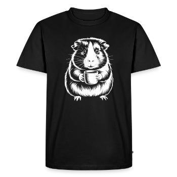 Coffee Drinking Guinea Pig Silhouette - Men's Premium Organic T-Shirt - black - Front - Nico (187cm)