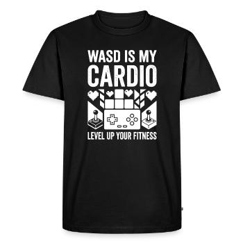 WASD Cardio Tee : Fitness de jeu - T-shirt Premium bio Homme - noir - Devant - Nico (187cm)