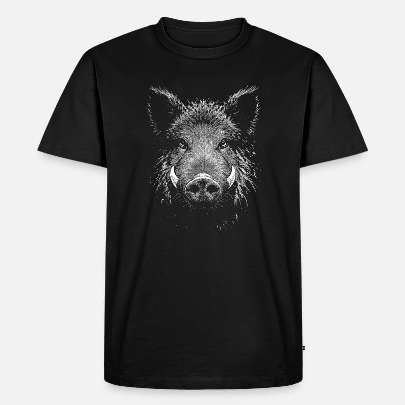 dzik - Ekologiczna koszulka męska Premium - czarny
