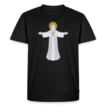 Saint Auréole Jésus à bras ouverts - T-shirt Premium bio Homme - noir - Devant - Nico (187cm)