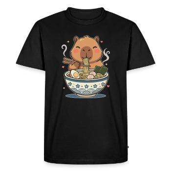 Ramen mignon Kawaii Capybara - T-shirt Premium bio Homme - noir - Devant - Nico (187cm)