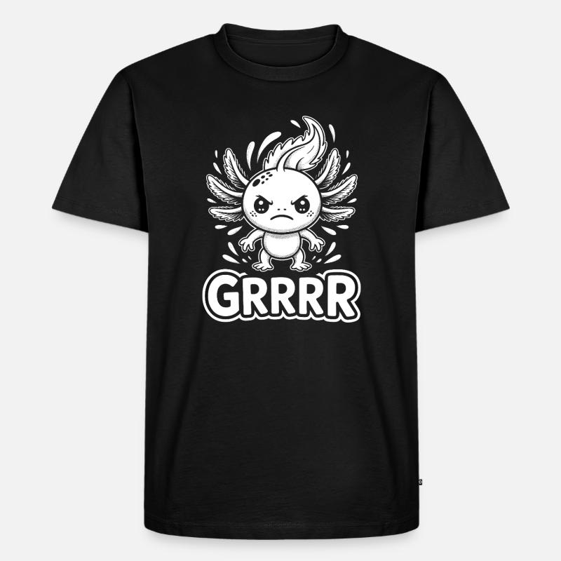 Grump Axolotl - Männer Premium Bio T-Shirt - Schwarz