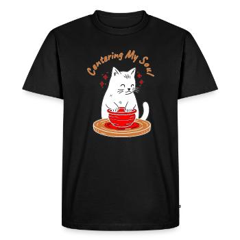 Centering My Soul Cat Zen Cup - Men's Premium Organic T-Shirt - black - Front - Nico (187cm)