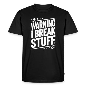 Attention : je casse des trucs - T-shirt Premium bio Homme - noir - Devant - Nico (187cm)