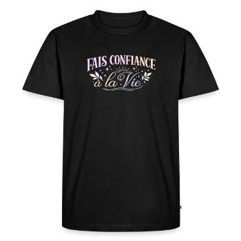 Fais Confiance à la Vie  - T-shirt Premium bio Homme - noir - Devant - Nico (187cm)