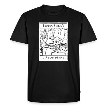 Désolé, je ne peux pas, j’ai des plans chat drôle pour introverti - T-shirt Premium bio Homme - noir - Devant - Nico (187cm)