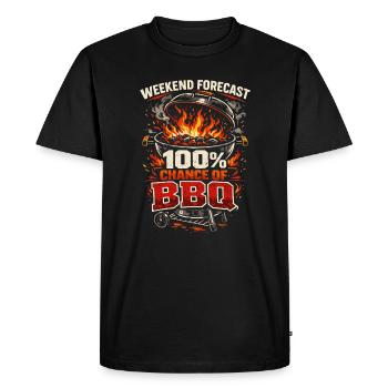 Barbecue Weekend Weather | Retro Grill Humor - Men's Premium Organic T-Shirt - black - Front - Nico (187cm)