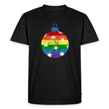 Bal de Noël arc-en-ciel Gay Pride queer - T-shirt Premium bio Homme - noir - Devant - Nico (187cm)