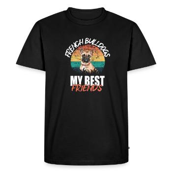 Français Bulldog - T-shirt Premium bio Homme - noir - Devant - Nico (187cm)