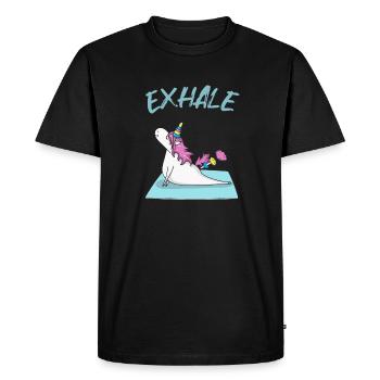 Yoga Licorne inspirer et expirer - T-shirt Premium bio Homme - noir - Devant - Nico (187cm)