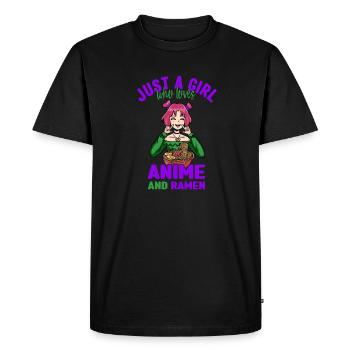 Juste une fille qui aime les ramen d’anime - T-shirt Premium bio Homme - noir - Devant - Nico (187cm)
