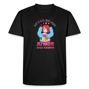 Juste une fille qui aime les ramen d’anime - T-shirt Premium bio Homme - noir - Devant - Nico (187cm)