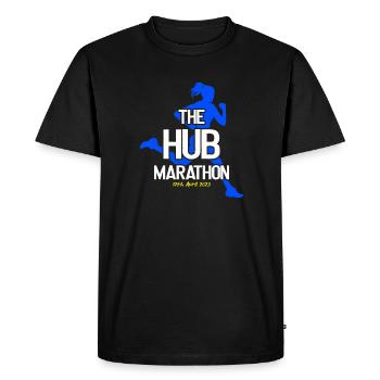 Marathon April 17, 2023 at the Hub of the Universe - Men's Premium Organic T-Shirt - black - Front - Nico (187cm)