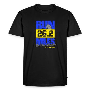Marathon April 17, 2023 at the Hub of the Universe - Men's Premium Organic T-Shirt - black - Front - Nico (187cm)