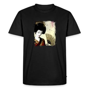 Geisha, art numérique traditionnel, Japon - T-shirt Premium bio Homme - noir - Devant - Nico (187cm)