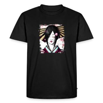 Geisha, art numérique traditionnel, Japon - T-shirt Premium bio Homme - noir - Devant - Nico (187cm)