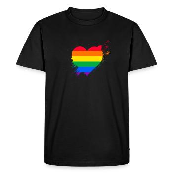 Pride LGBTQ Herz - Männer Premium Bio T-Shirt - Schwarz - Vorne - Nico (187cm)