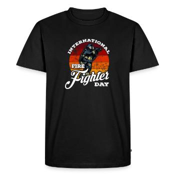 Nous sommes fiers de nos pompiers - T-shirt Premium bio Homme - noir - Devant - Nico (187cm)