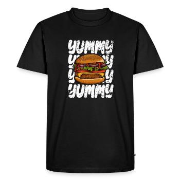 J’adore la restauration rapide, les hamburgers et les frites - T-shirt Premium bio Homme - noir - Devant - Nico (187cm)