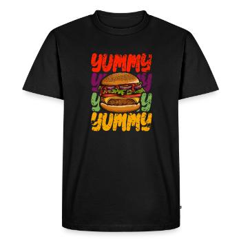 J’adore la restauration rapide, les hamburgers et les frites - T-shirt Premium bio Homme - noir - Devant - Nico (187cm)