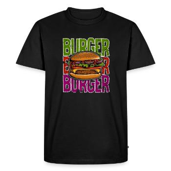 J’adore la restauration rapide, les hamburgers et les frites - T-shirt Premium bio Homme - noir - Devant - Nico (187cm)