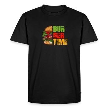 J’adore la restauration rapide, les hamburgers et les frites - T-shirt Premium bio Homme - noir - Devant - Nico (187cm)