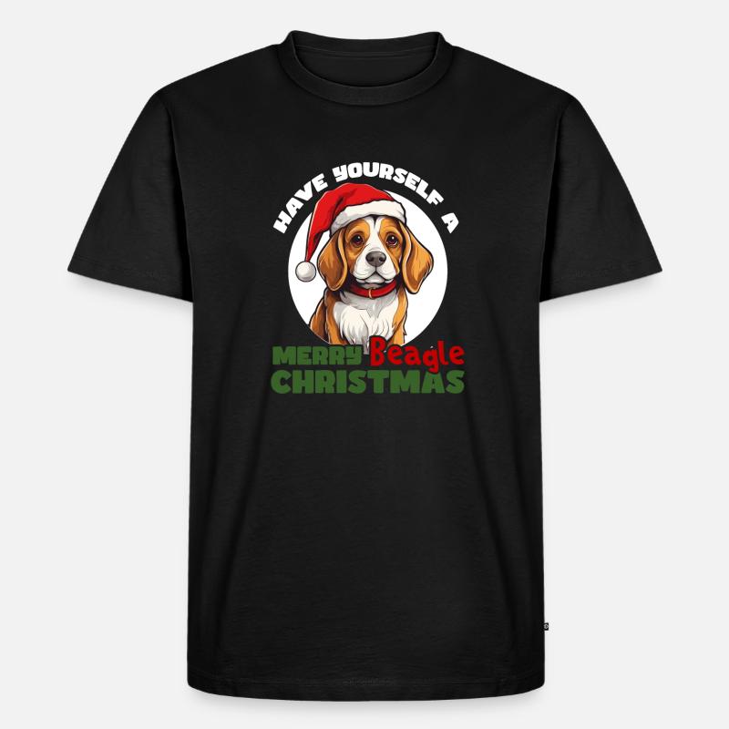Merry Christmas Beagle - Männer Premium Bio T-Shirt - Schwarz