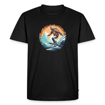 Snowboard ou ski puis après-ski - T-shirt Premium bio Homme - noir - Devant - Nico (187cm)