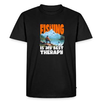 Pêche, Loisirs, Contemplatif, Calme, Expérience nature - T-shirt Premium bio Homme - noir - Devant - Nico (187cm)