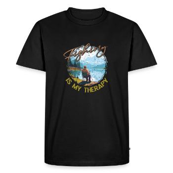 Pêche, Loisirs, Contemplatif, Calme, Expérience nature - T-shirt Premium bio Homme - noir - Devant - Nico (187cm)