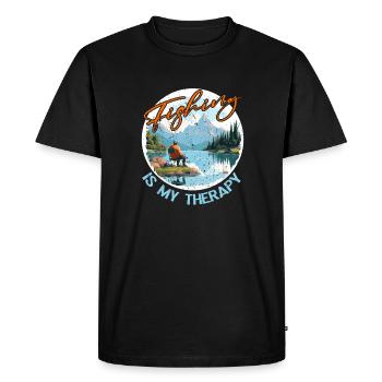 Pêche, Loisirs, Contemplatif, Calme, Expérience nature - T-shirt Premium bio Homme - noir - Devant - Nico (187cm)