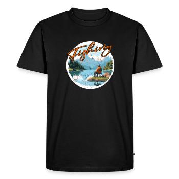 Pêche, Loisirs, Contemplatif, Calme, Expérience nature - T-shirt Premium bio Homme - noir - Devant - Nico (187cm)