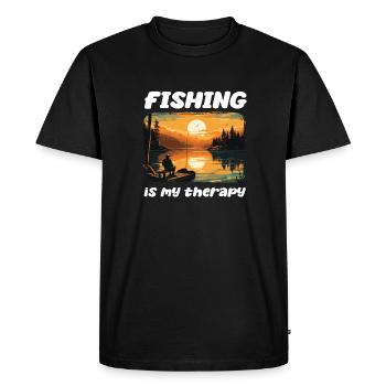 Pêche, Loisirs, Contemplatif, Calme, Expérience nature - T-shirt Premium bio Homme - noir - Devant - Nico (187cm)