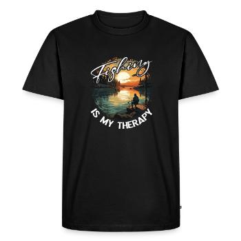 Pêche, Loisirs, Contemplatif, Calme, Expérience nature - T-shirt Premium bio Homme - noir - Devant - Nico (187cm)