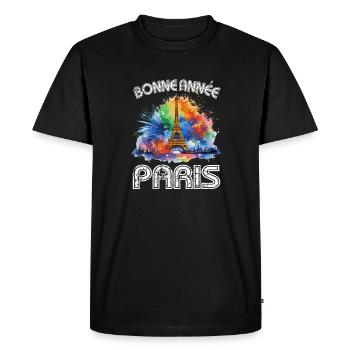 Happy New Year with fireworks in Paris - Men's Premium Organic T-Shirt - black - Front - Nico (187cm)